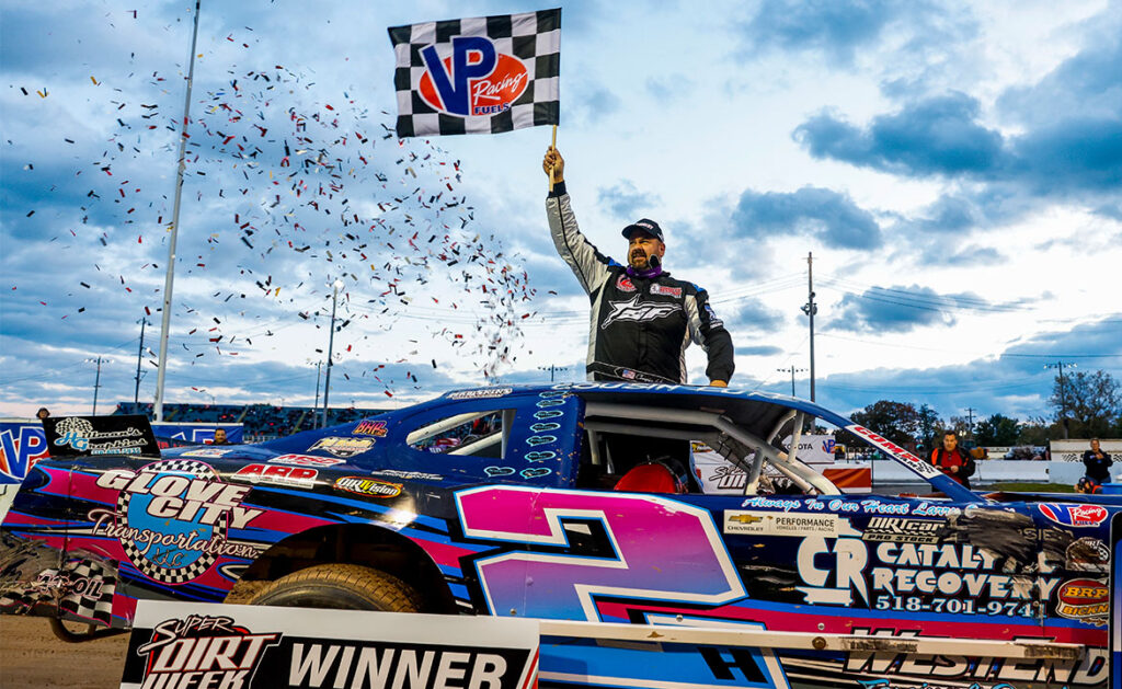 Luke Horning in Victory Lane in Oswego