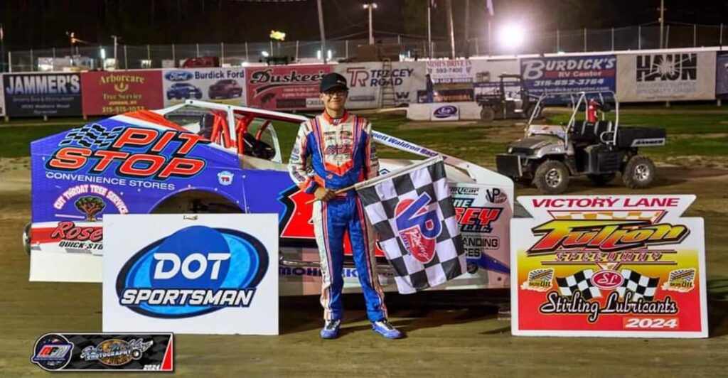 Emmett Waldron in Victory Lane at Fulton Speedway