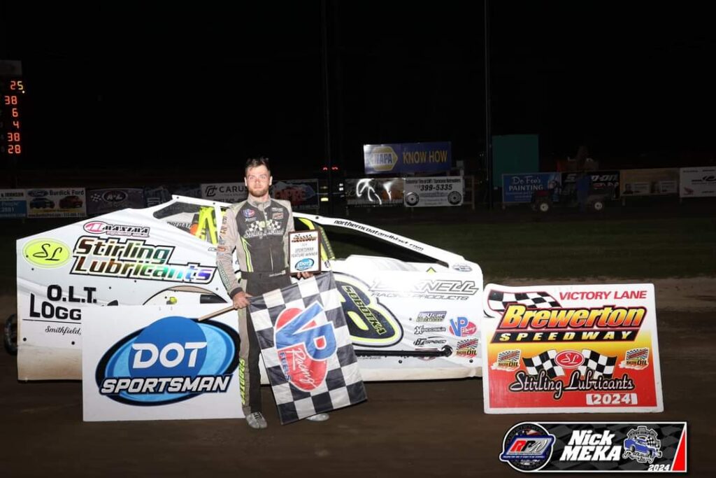 Zach Sobotka in Victory Lane at Brewerton Speedway