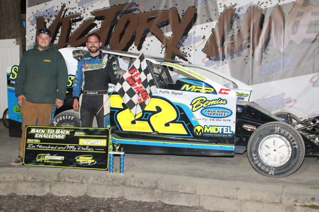 Tim Hartman Jr. in Victory Lane at Albany-Saratoga Speedway