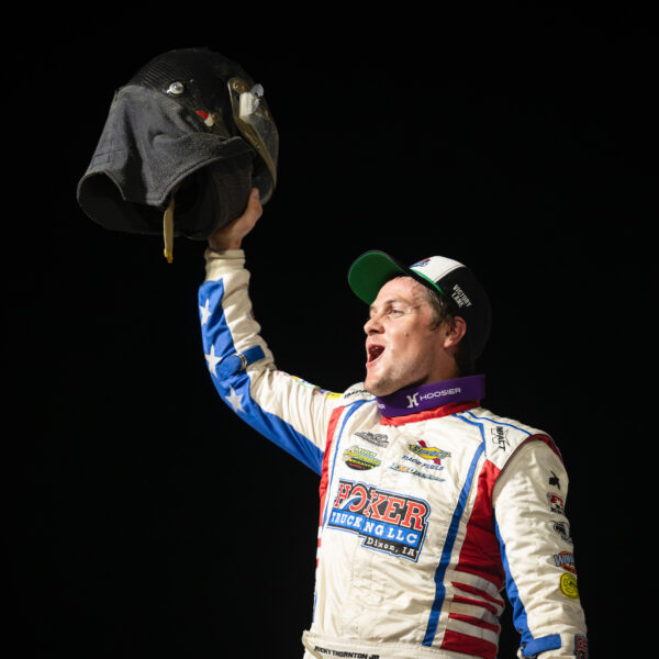 Ricky Thornton Jr. celebrating in Victory Lane